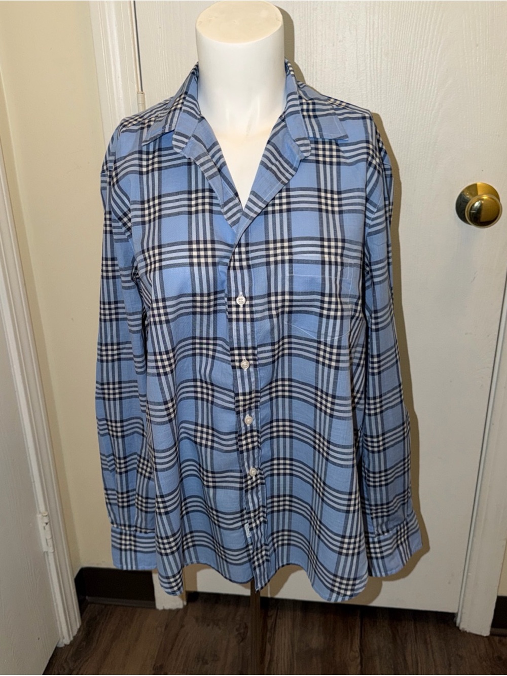 Frank & Eileen Blue Plaid Button-Up Blouse - Picture 2 of 9